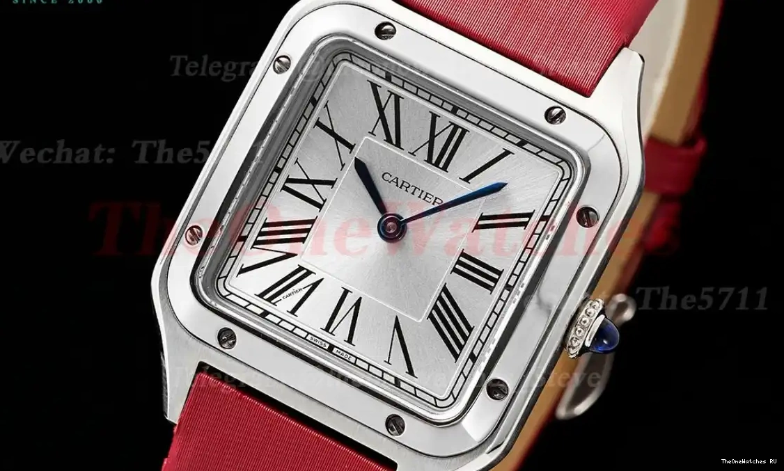 SA Santos Dial Red SS Quartz Dumont Silver AF 0415